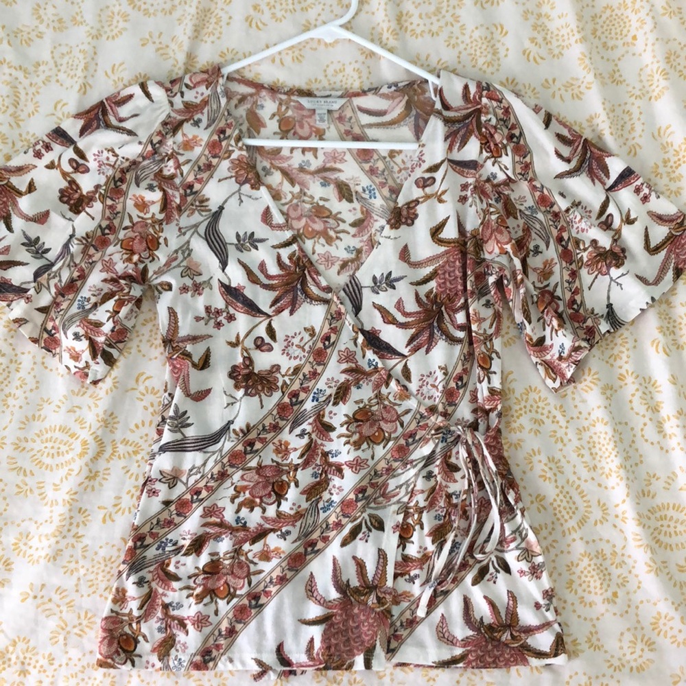 Lucky Brand Patterned Wrap-style Top - Picture 2 of 5